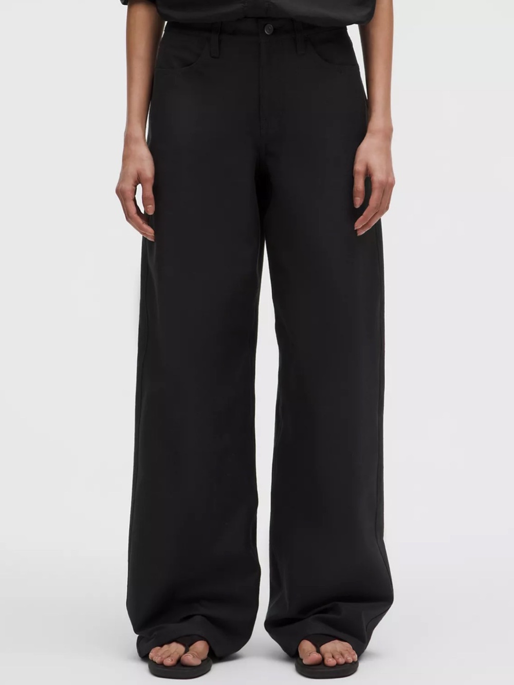 NWOT Lululemon Black Cotton Blend Utilitech Twill Easyfive Wide Leg Pants Sz. 29
